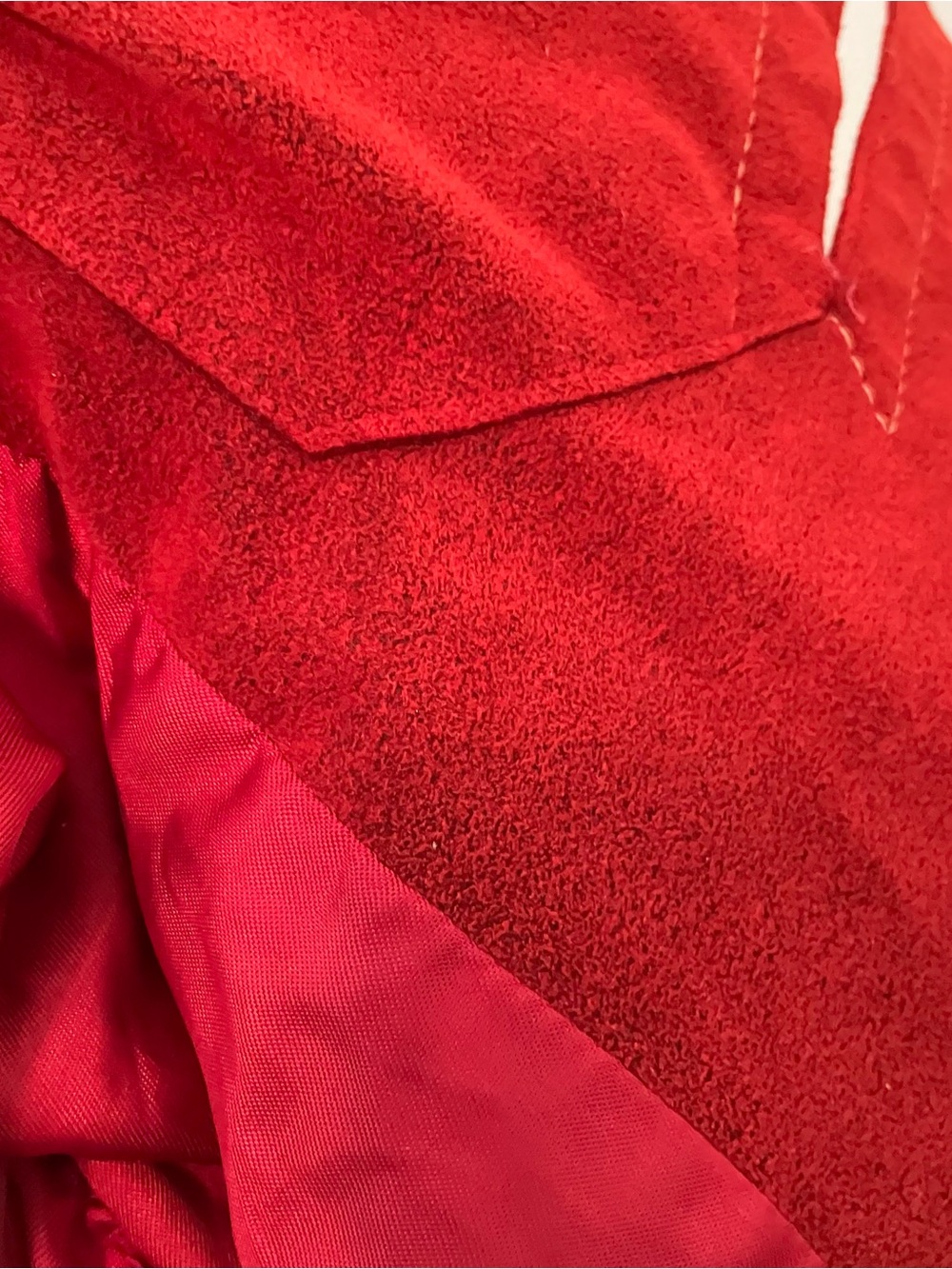 VTG Women’s Sz.8 70s Red Suede Leather Belted Trench Coat Long Boho Festival - Picture 9 of 16
